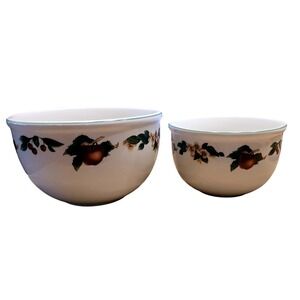 Cades Cove Collection Mixing Bowls Set of 2 Fruit Floral Motif Ceramic